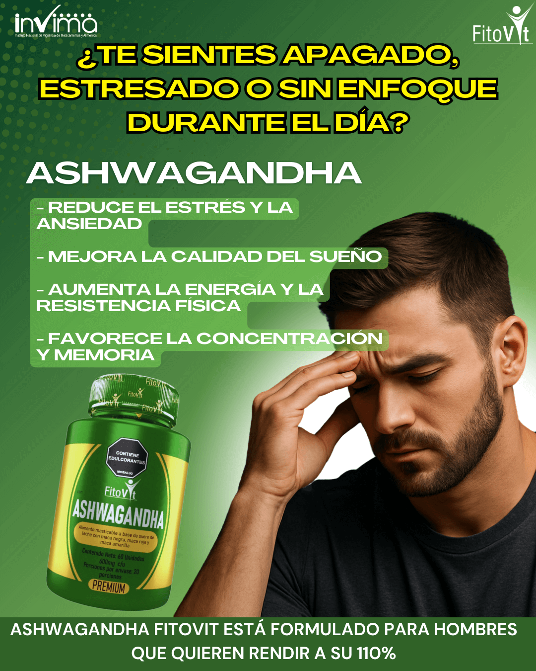 ASHWAGANDHA X 60 UNIDADES FITOVIT INDUSTRIA COLOMBIANA