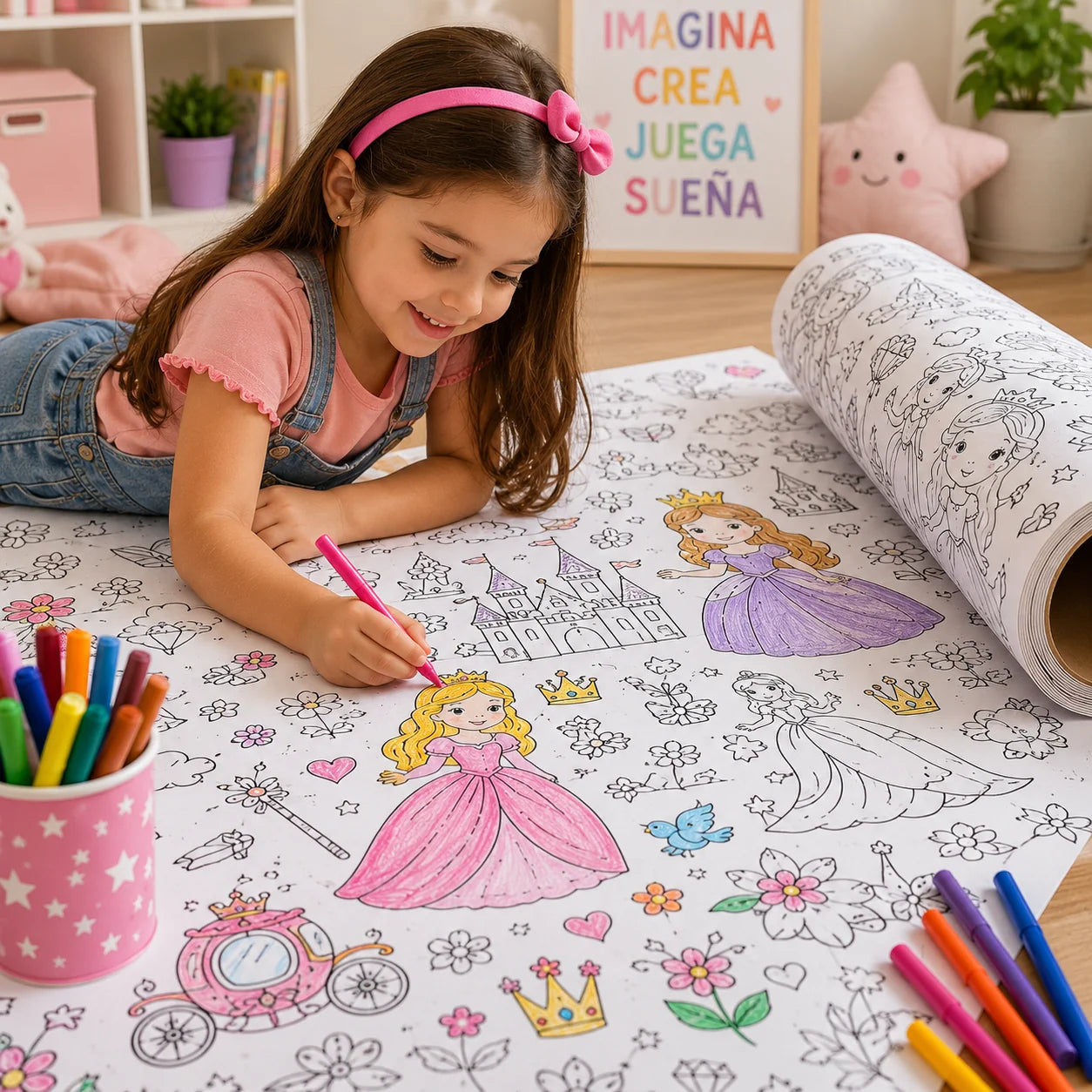 Rollo para Colorear Infantil 3 Metros – Papel Adhesivo con Diseños (x2)