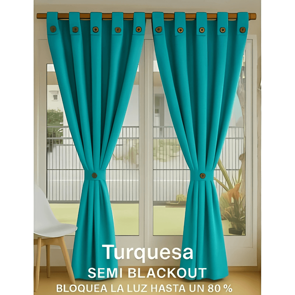 Cortinas Semi Blackout Jacquard 2 Paños 140x210cm