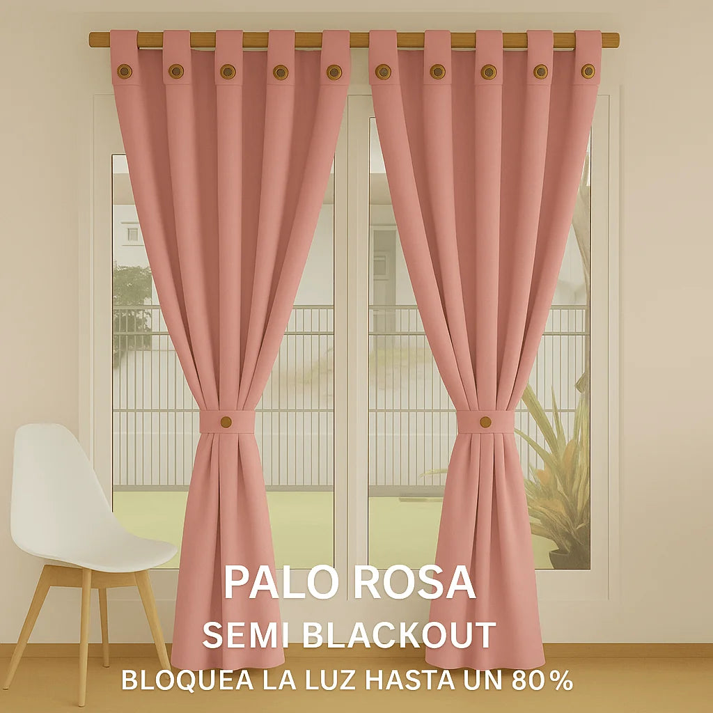 Cortinas Semi Blackout Jacquard 2 Paños 140x210cm