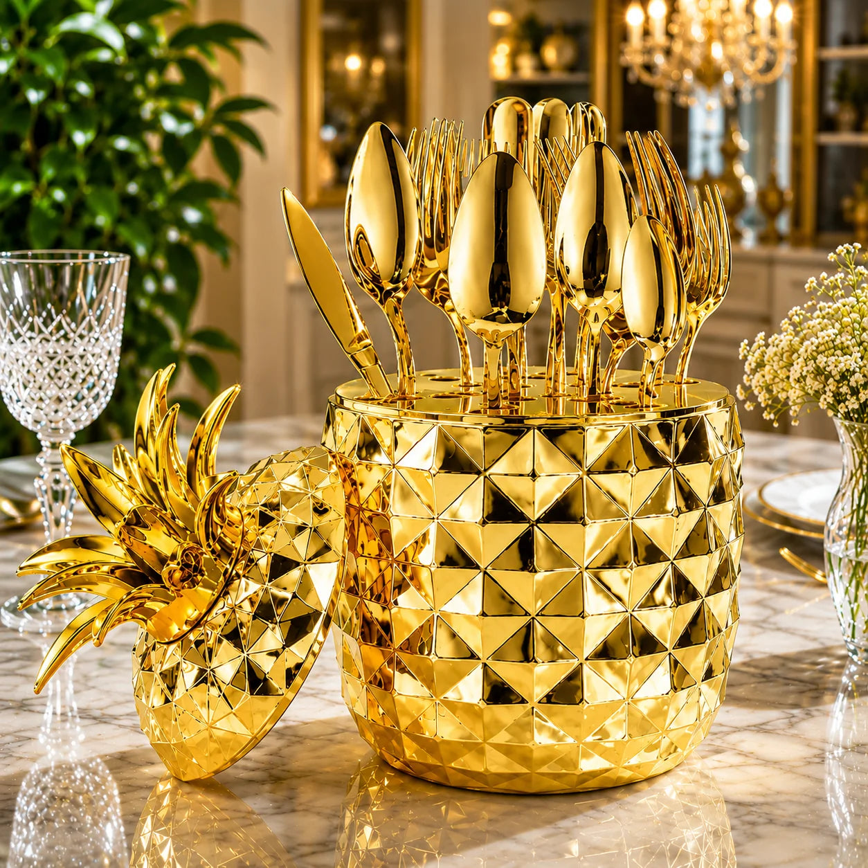Set de Cubiertos 24 Piezas Acero Inoxidable 304 – Oro Rosa, Plateado y Dorado