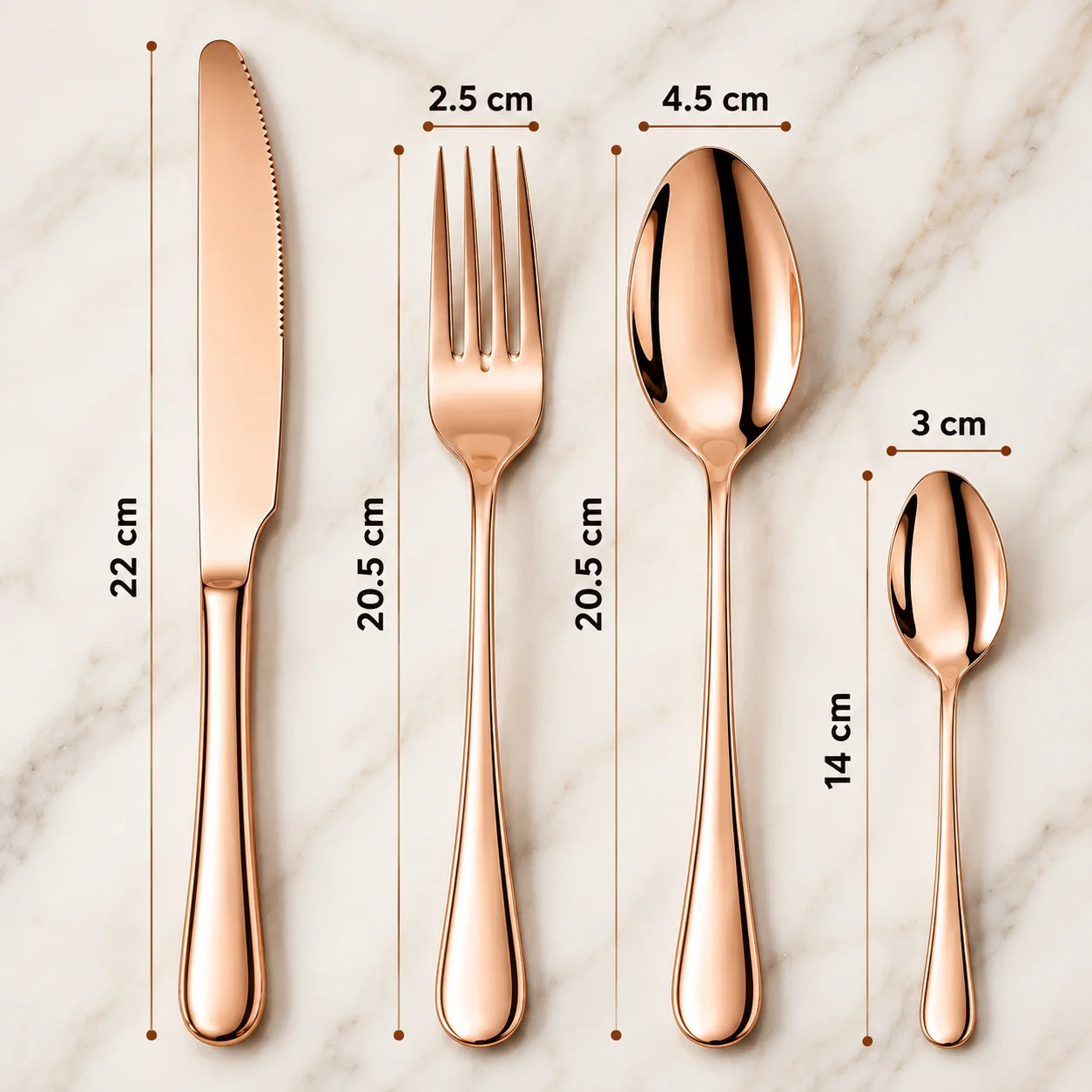 Set de Cubiertos 24 Piezas Acero Inoxidable 304 – Oro Rosa, Plateado y Dorado