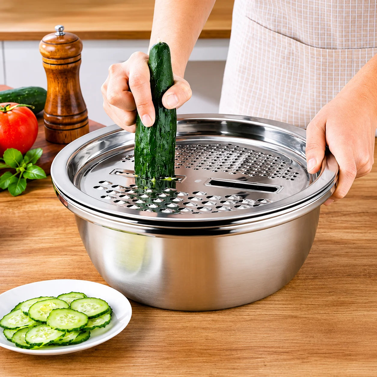 Set Bowl con Colador y Rayador 3L – Tapa Perforada, Escurridor y Rayador