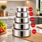 Set de 5 Bowls de Acero Inoxidable con Tapa Hermética