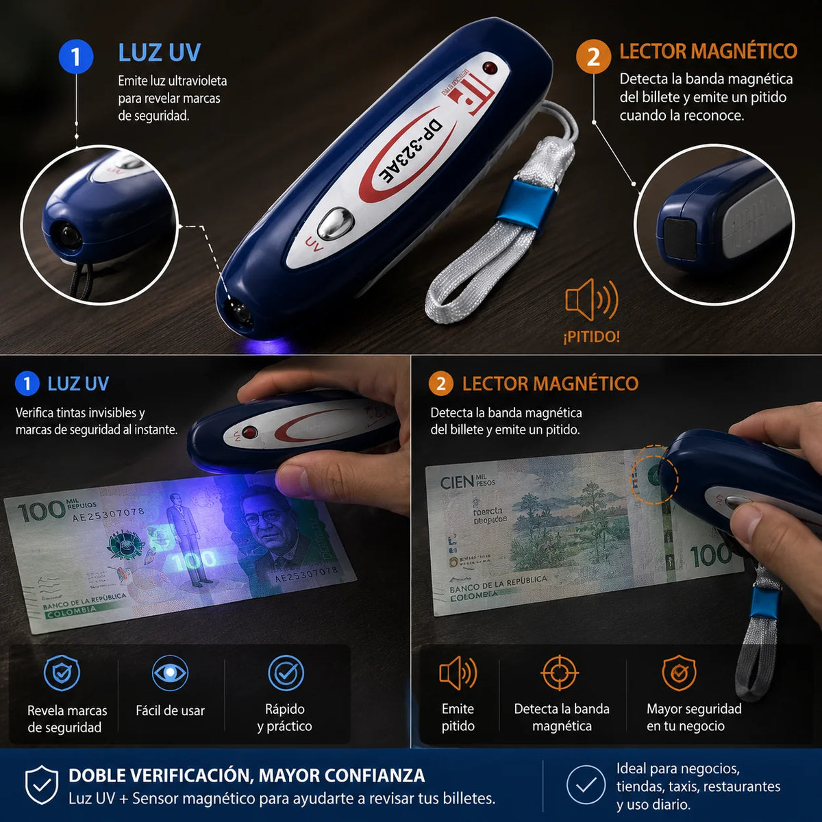 Mini Detector Probador de Billetes Portátil