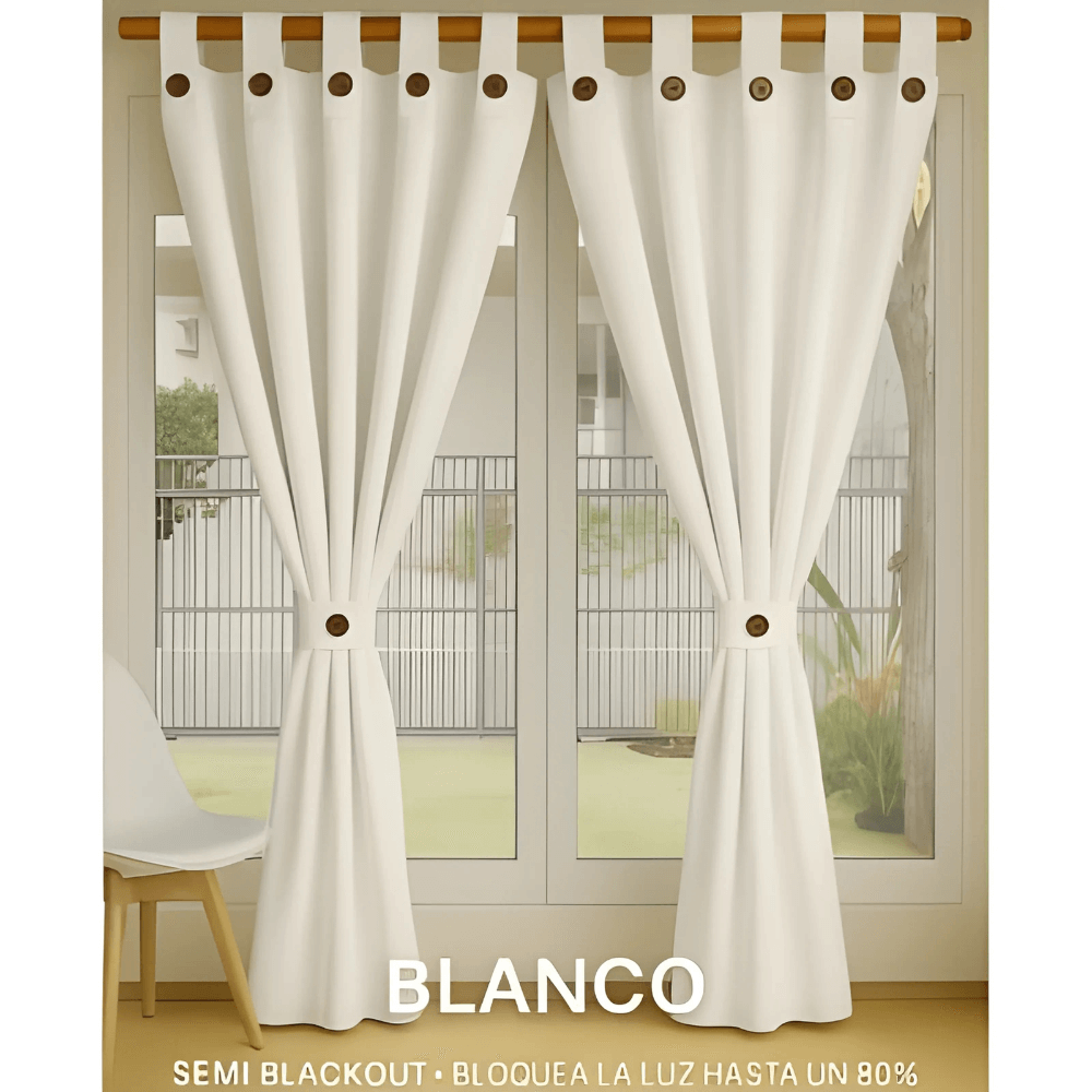 Cortinas Semi Blackout Jacquard 2 Paños 140x210cm