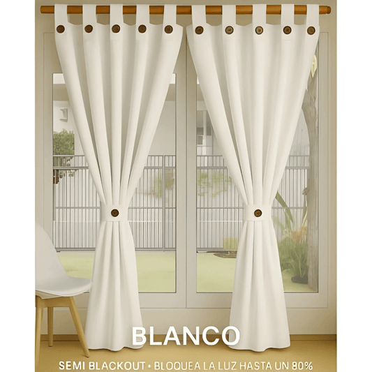 Cortinas Semi Blackout Jacquard 2 Paños 140x210cm
