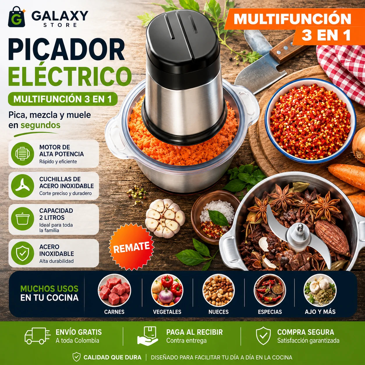 Picador De Alimentos Eléctrico