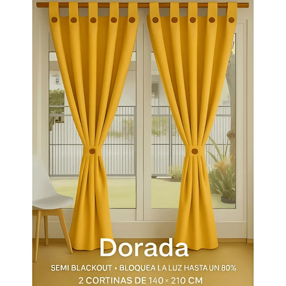 Cortinas Semi Blackout Jacquard 2 Paños 140x210cm