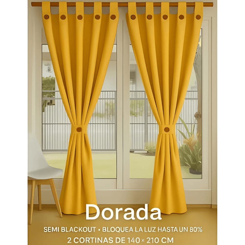 Cortinas Semi Blackout Jacquard 2 Paños 140x210cm