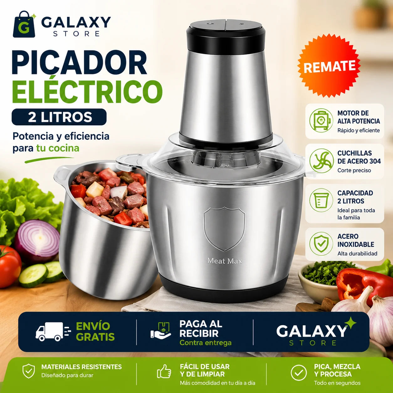 Picador De Alimentos Eléctrico