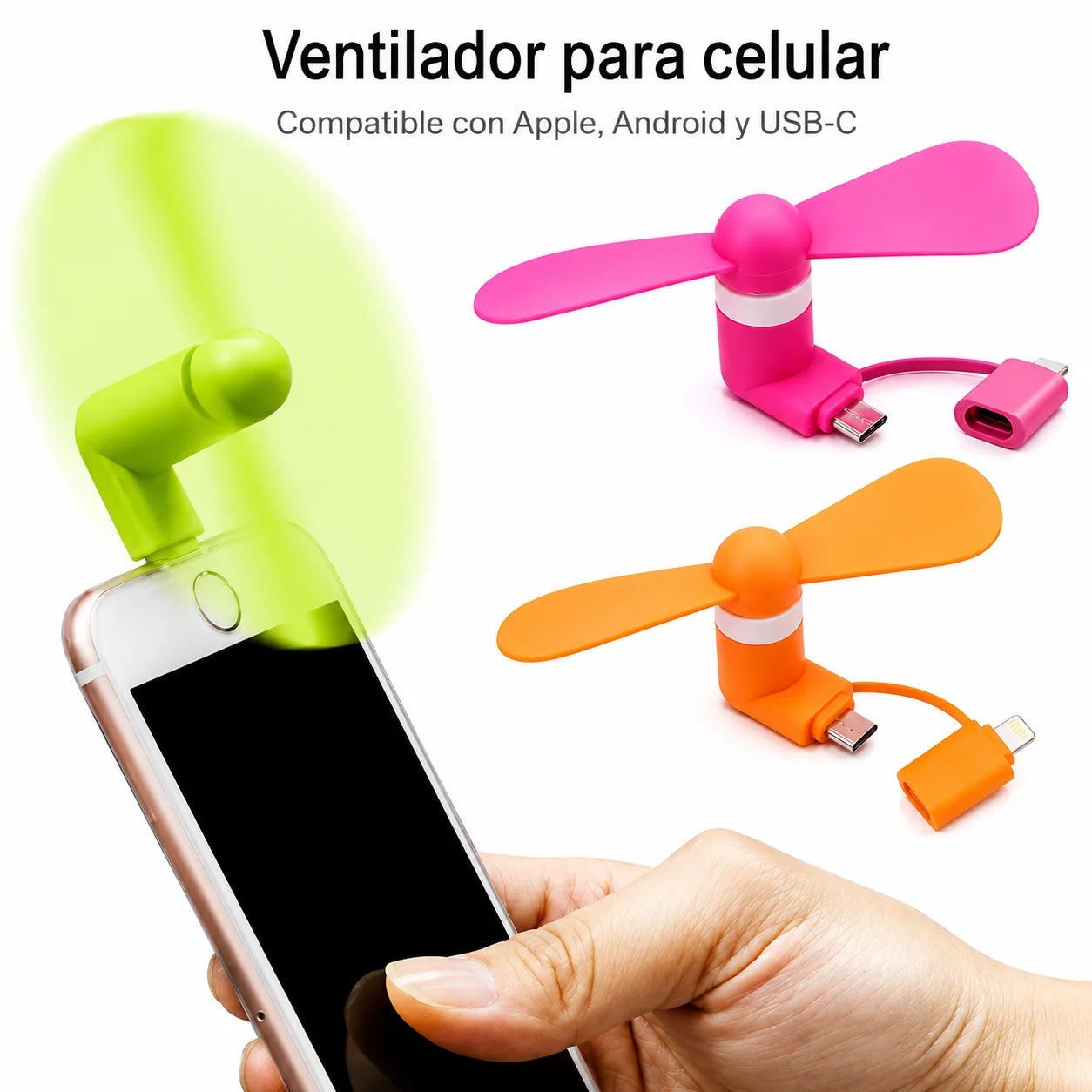 Combo de 3 Mini Ventiladores para Celular 3 en 1