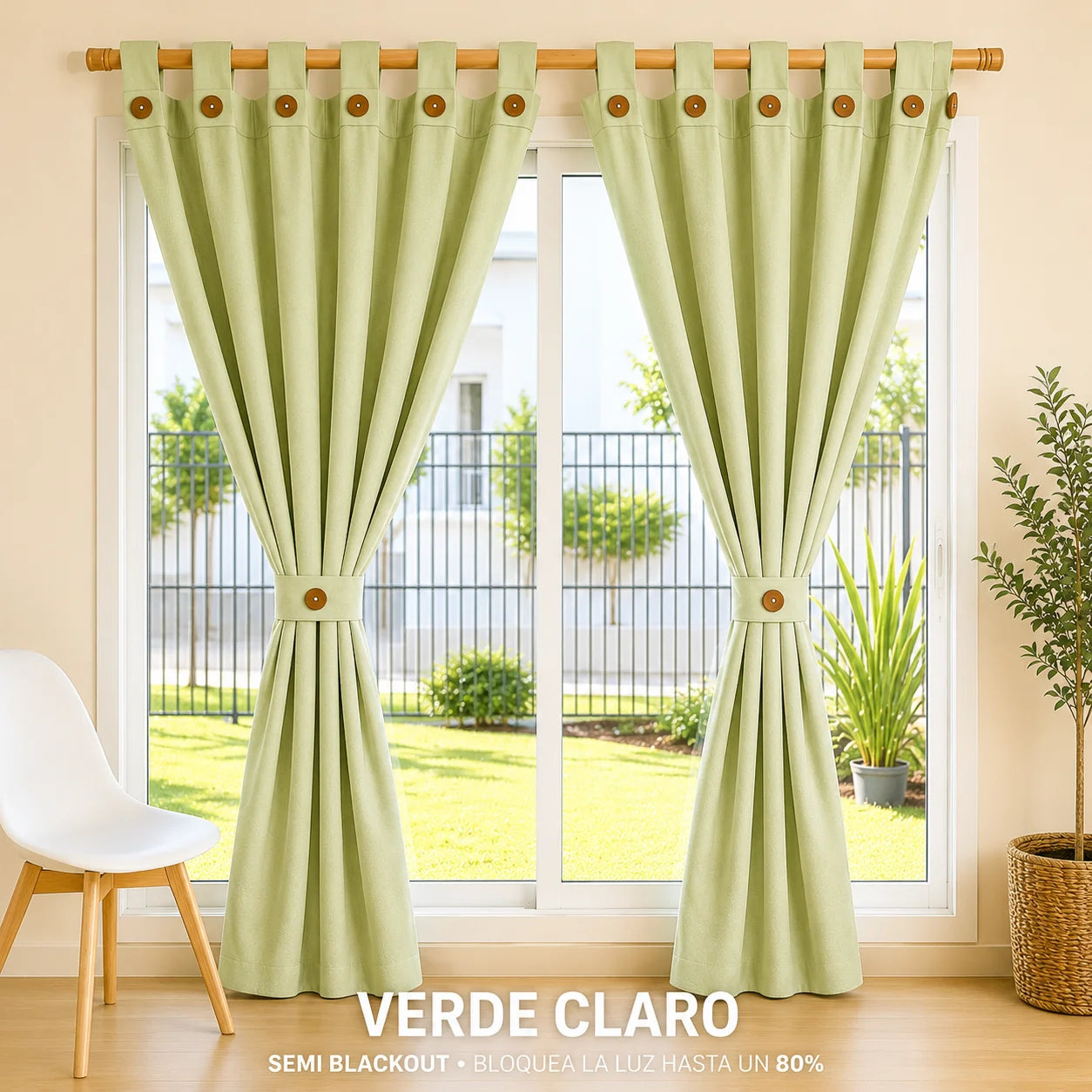 Cortinas Semi Blackout Jacquard 2 Paños 140x210cm