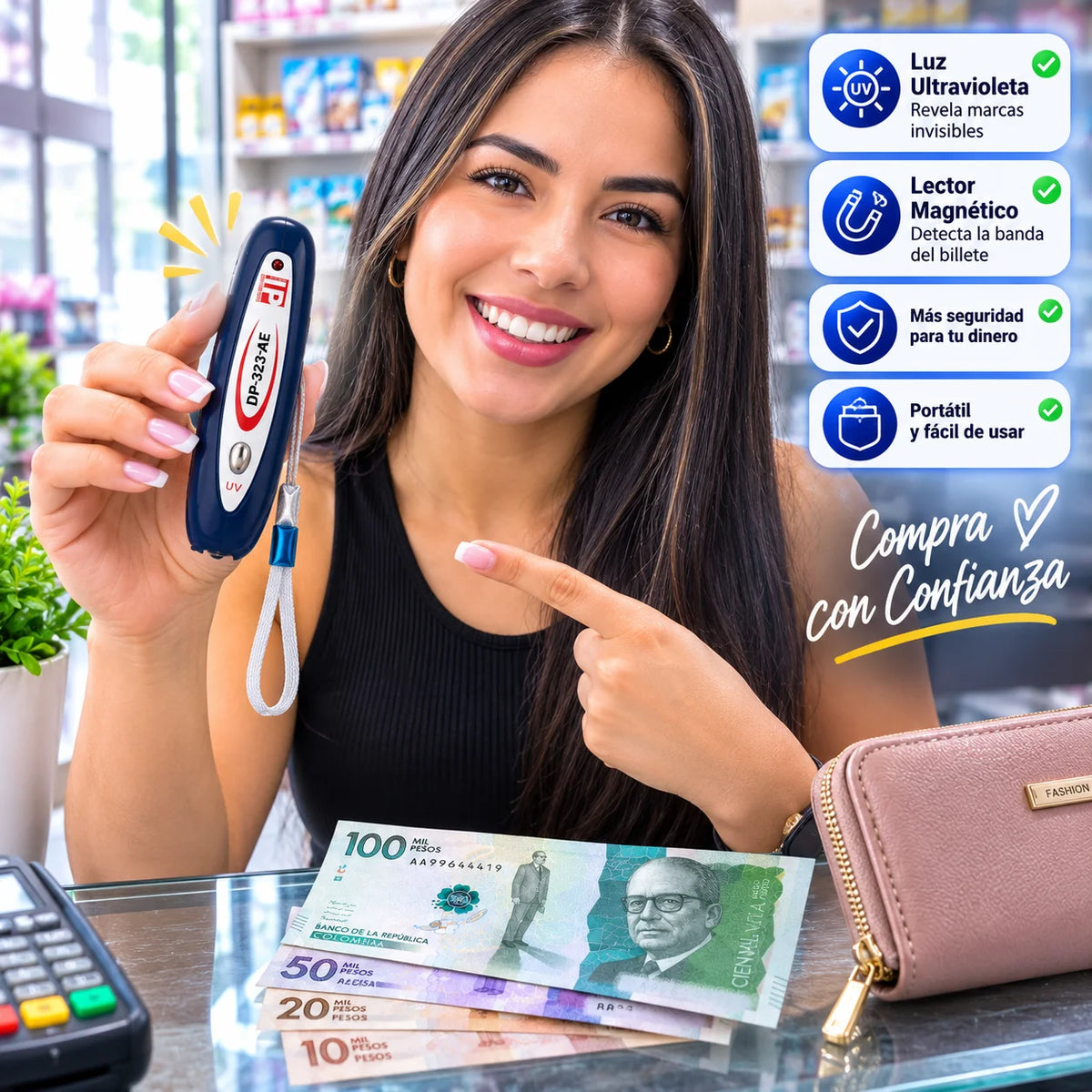 Mini Detector Probador de Billetes Portátil