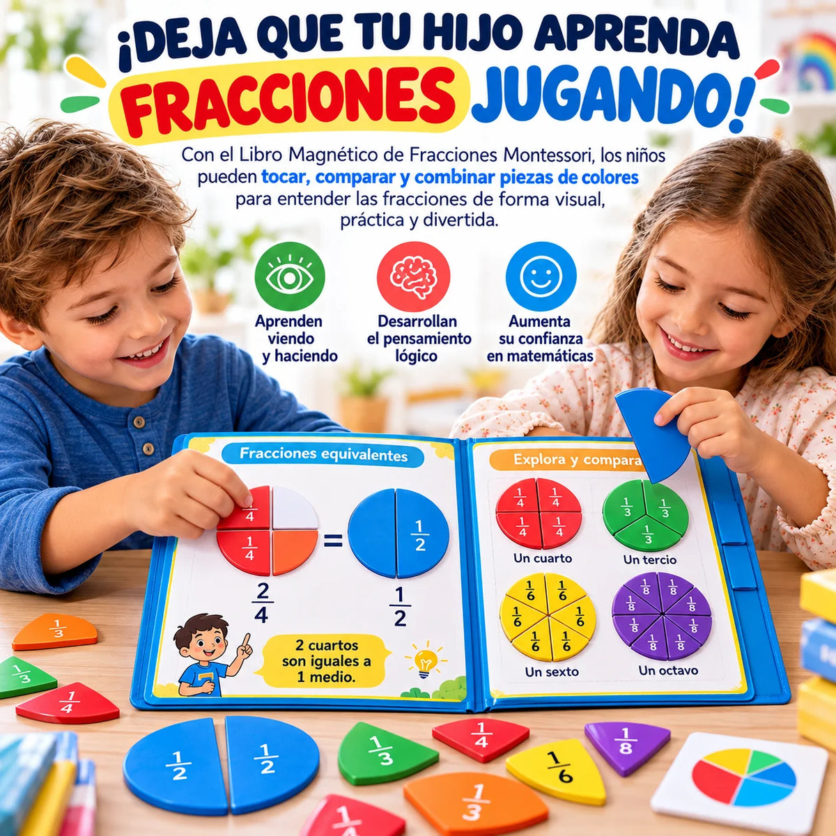 Libro Magnético de Fracciones Montessori para Niños