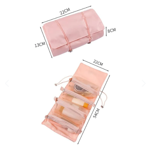 Cosmetiquera desenrrollable viajera