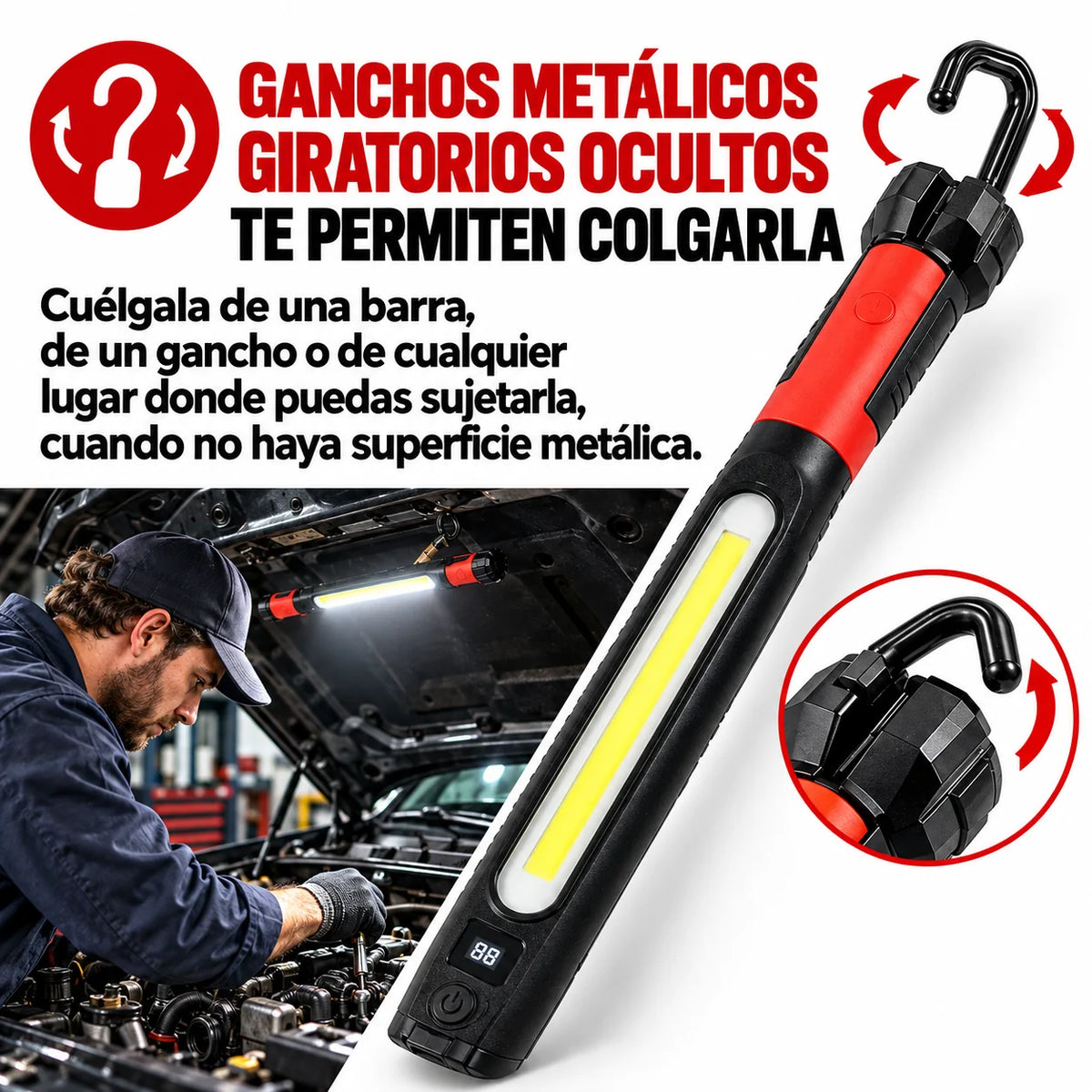 Barra De Luz Magnética Recargable