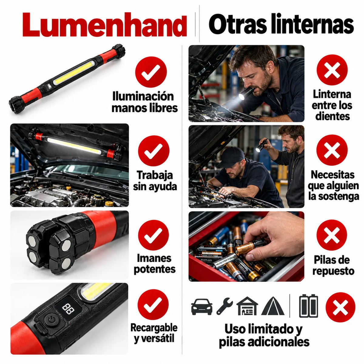 Barra De Luz Magnética Recargable
