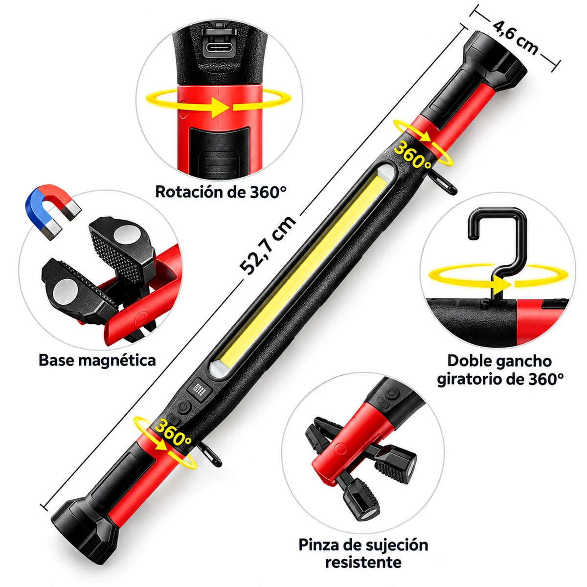 Barra De Luz Magnética Recargable