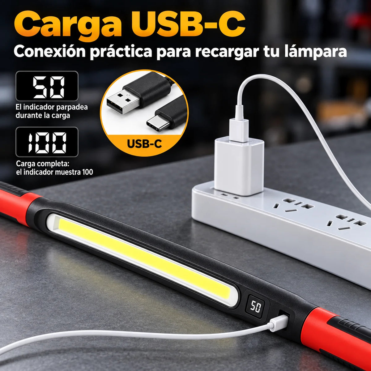 Barra De Luz Magnética Recargable