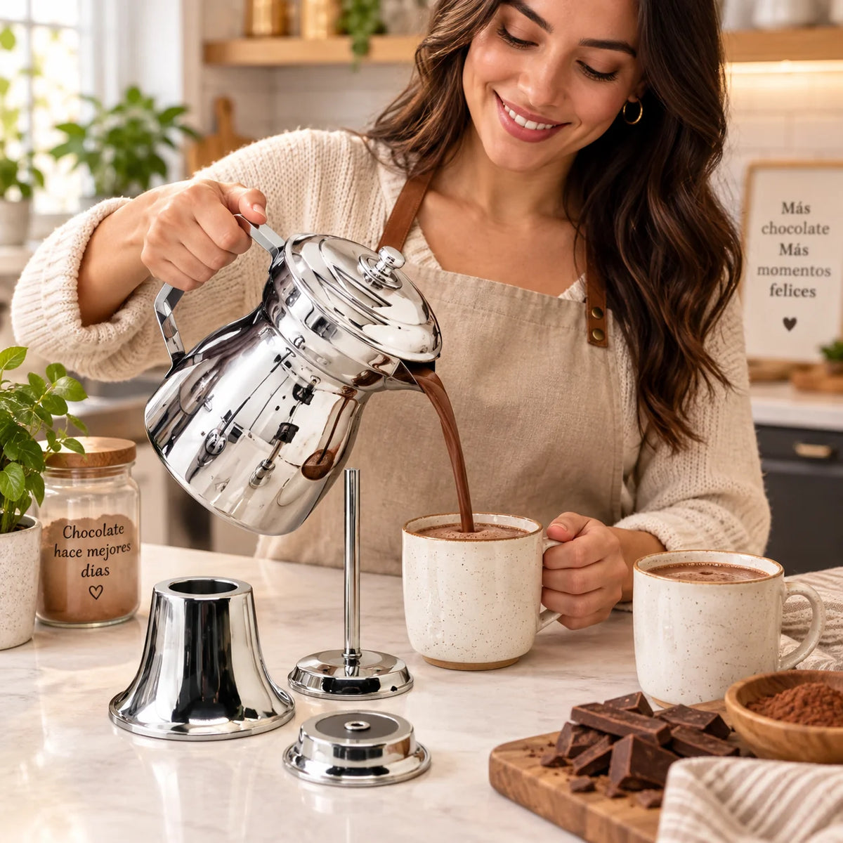 Olleta Chocolatera en Acero Quirúrgico 1 Litro