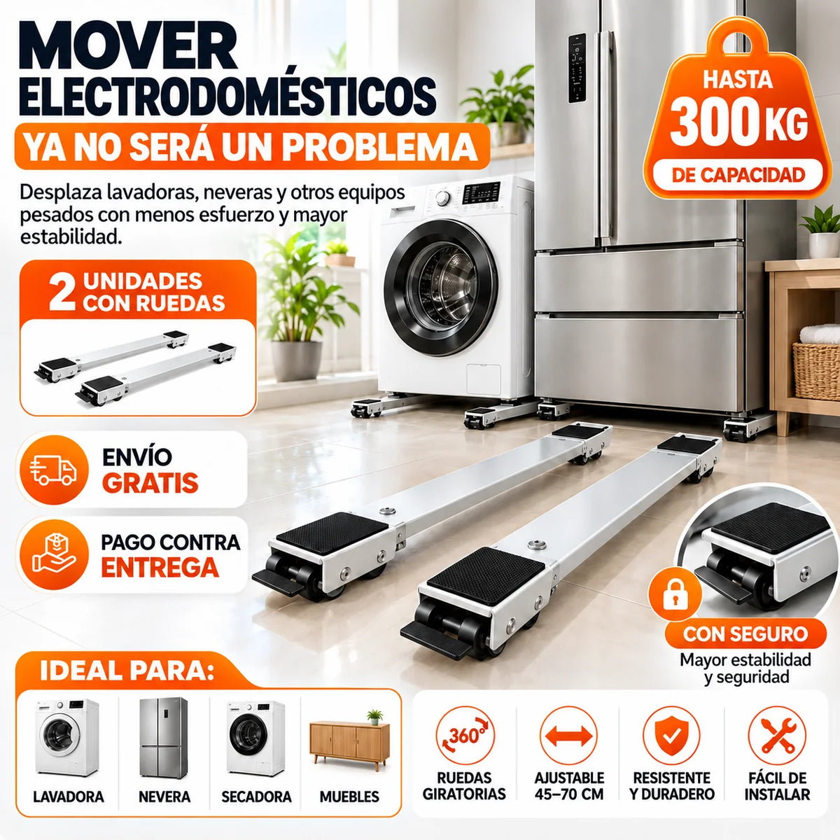Base deslizante para lavadoras y neveras