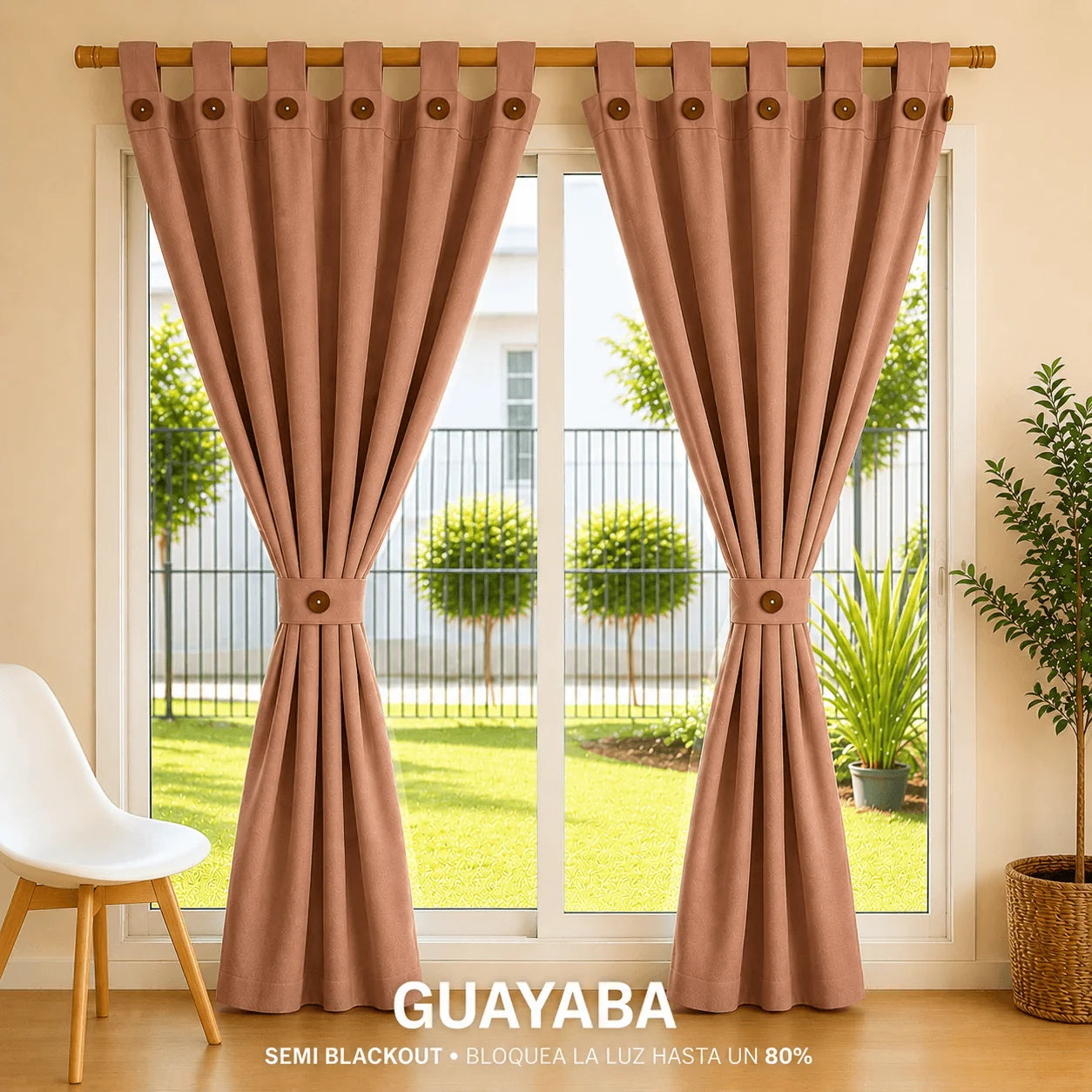 Cortinas Semi Blackout Jacquard 2 Paños 140x210cm