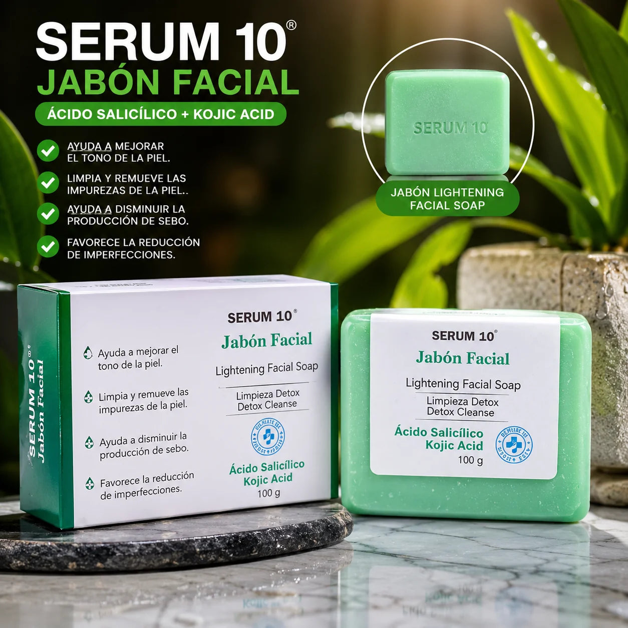 Jabón Facial Ácido Salicílico y Kójico SERUM 10