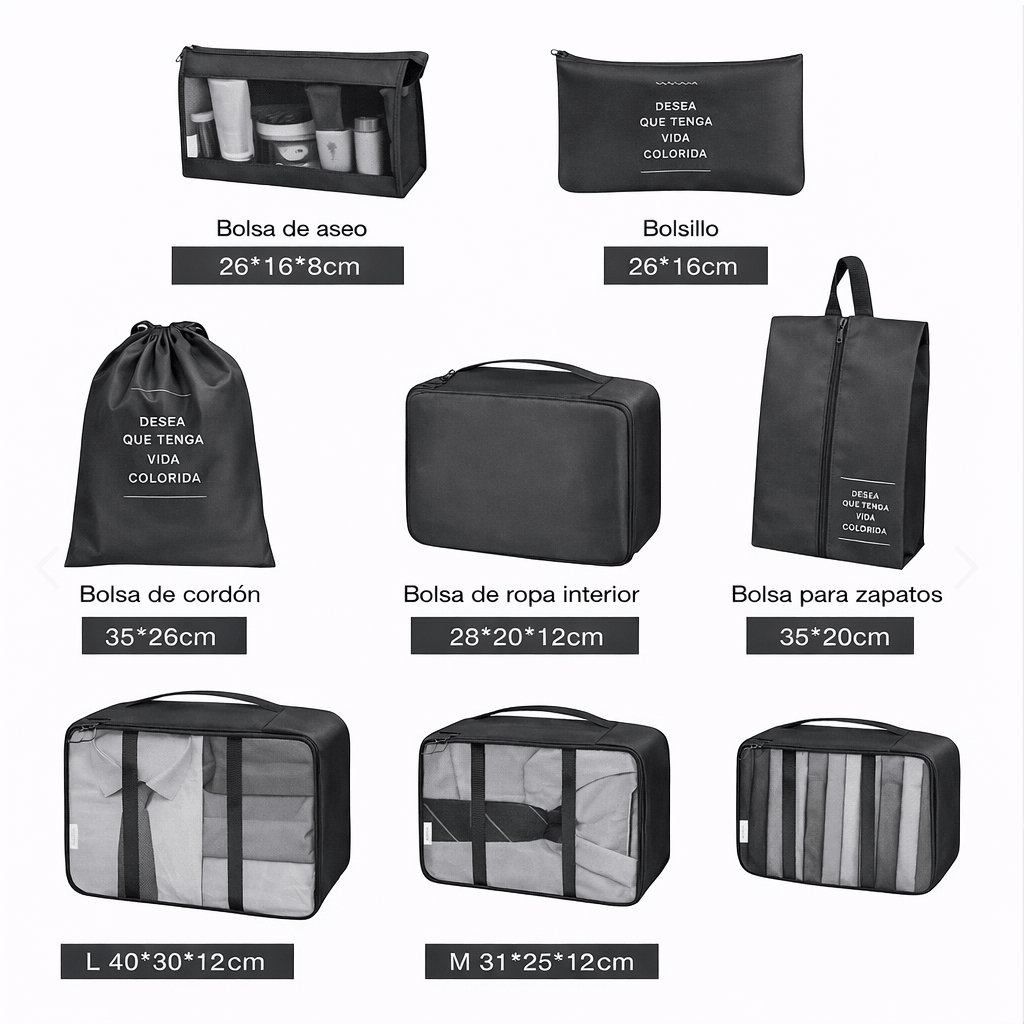 Bolsas organizadoras de viaje x 8 unidades