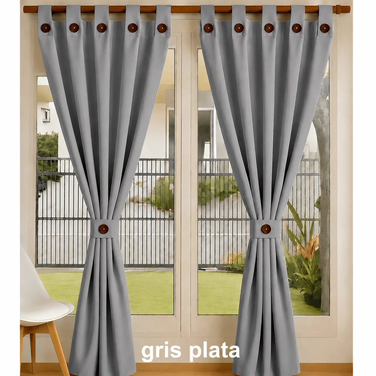 Cortinas Semi Blackout Jacquard 2 Paños 140x210cm